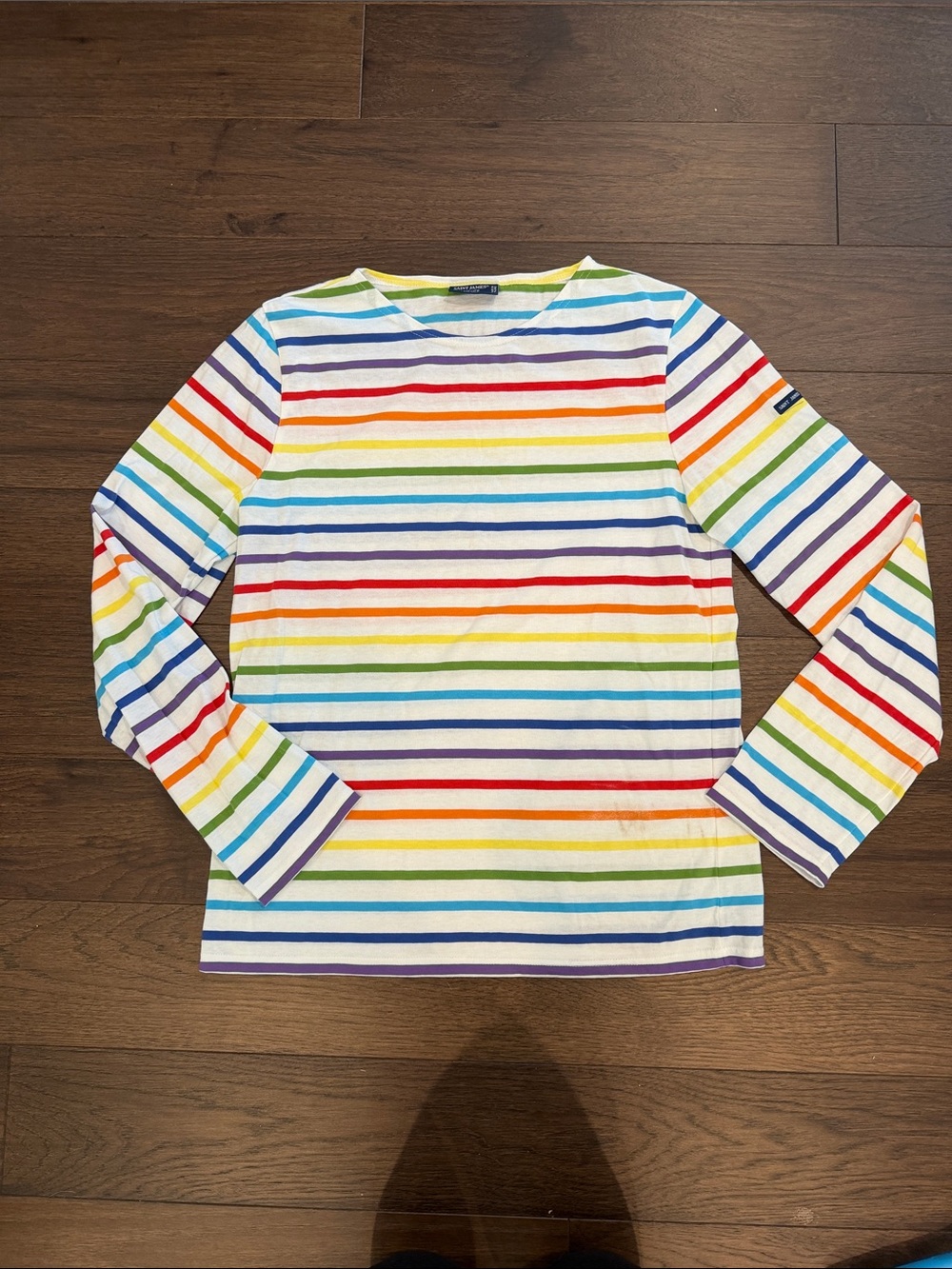 Saint James MINQUIERS PRIDE Rainbow Striped Long Sleeve Shirt Medium - C1